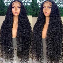Customizable Water Wave Human Hair Wig, Soft Flowing Curls 2x6 16 inches 250g